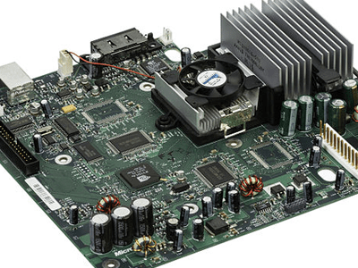 image of computer internals with devices connected to motherboard 