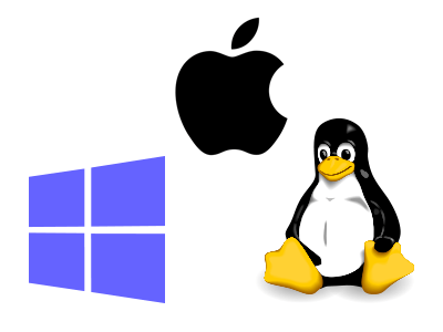 logos for three main operating systems - mac windows and linux