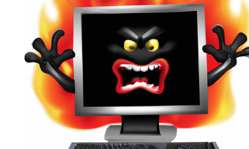 Intro image - exception handling - angry computer (Dalle-2 Generated)