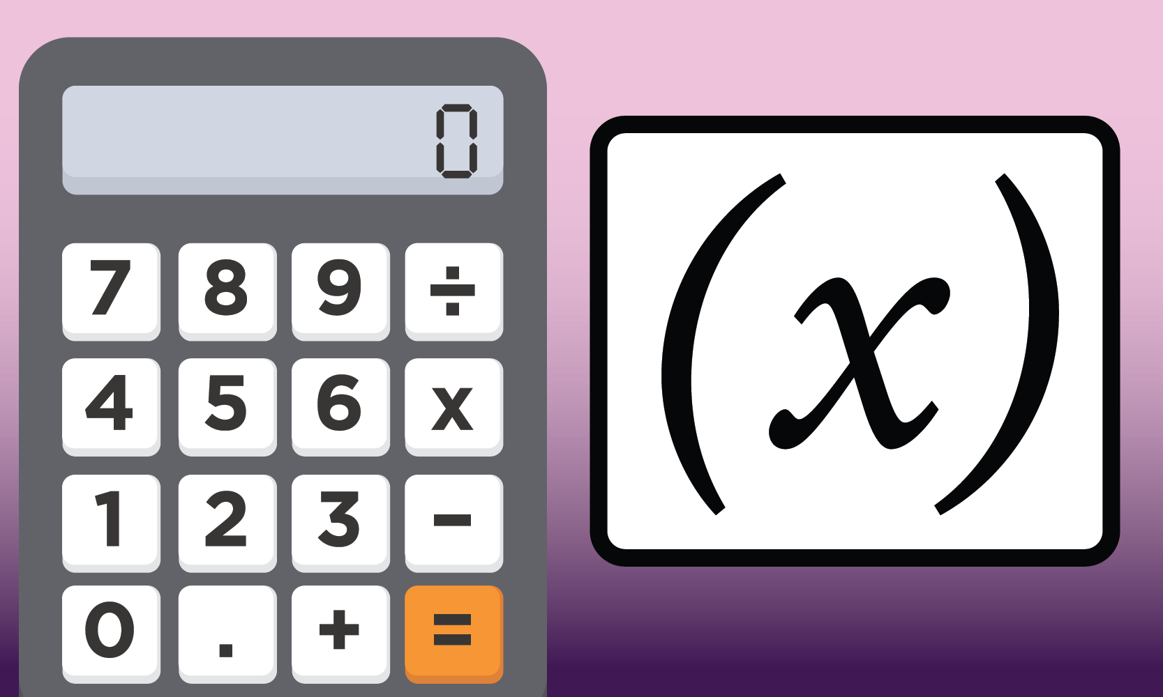 photo of a calculator next to an x representing a variable