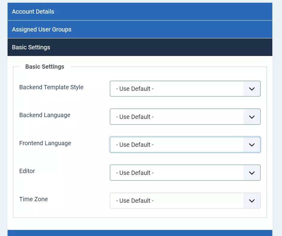 a screenshot of the basic settings tab