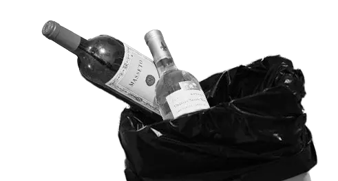 photo of booze in trash can