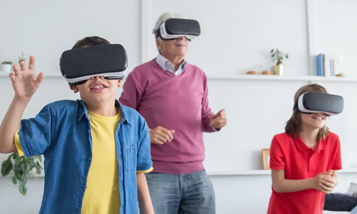 photo of family playing with vr headsets