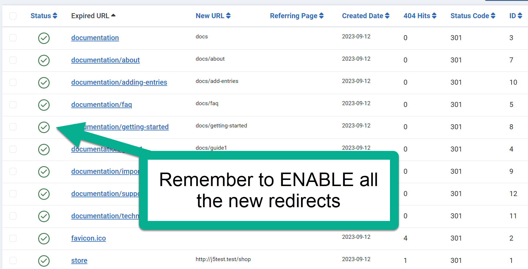 enable redirects