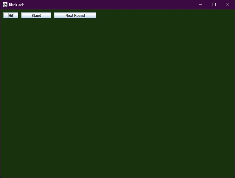 primary buttons for hit stand and next round added to blackjack screen screenshot