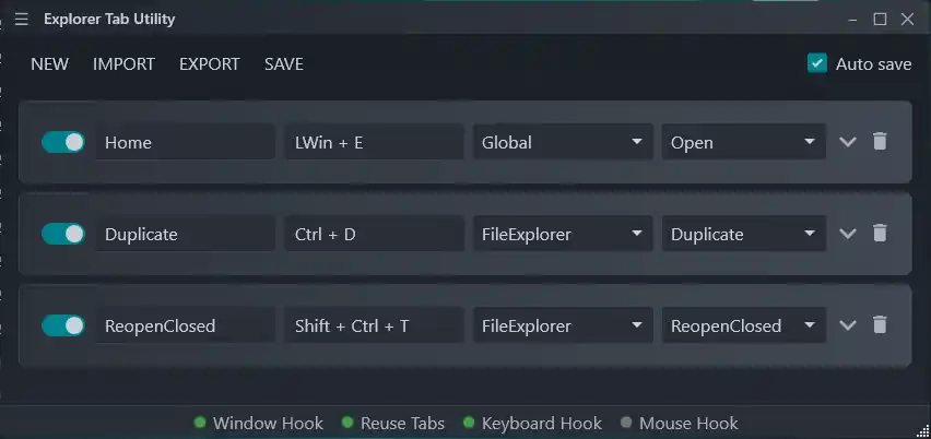 screenshot of explorer tab utility config page