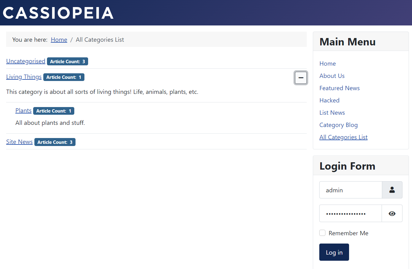 All Categories List on Front End