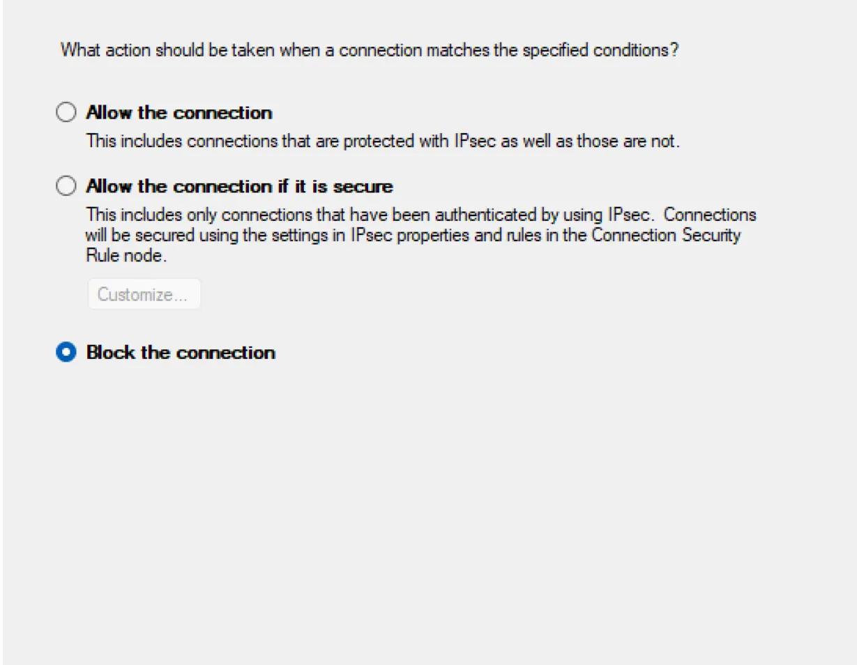 Block the connection