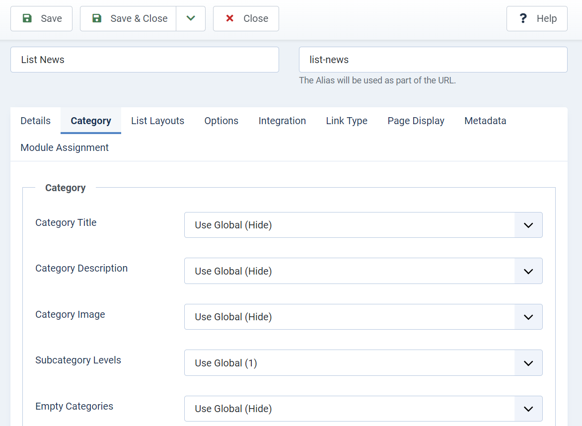 The Category Options