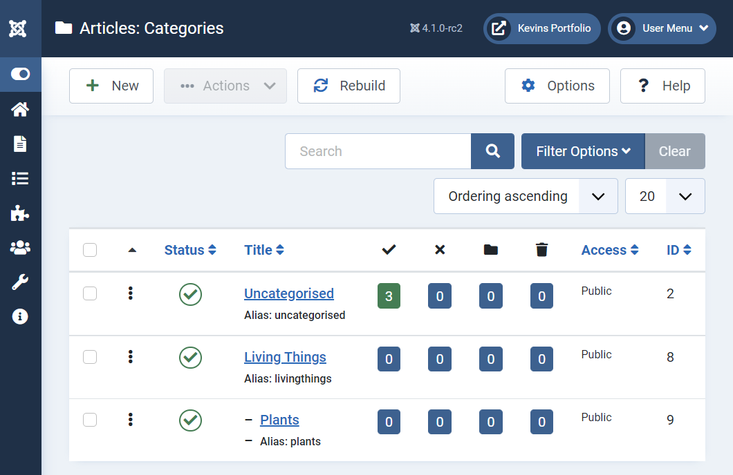 Category Manager With Categories Displayed