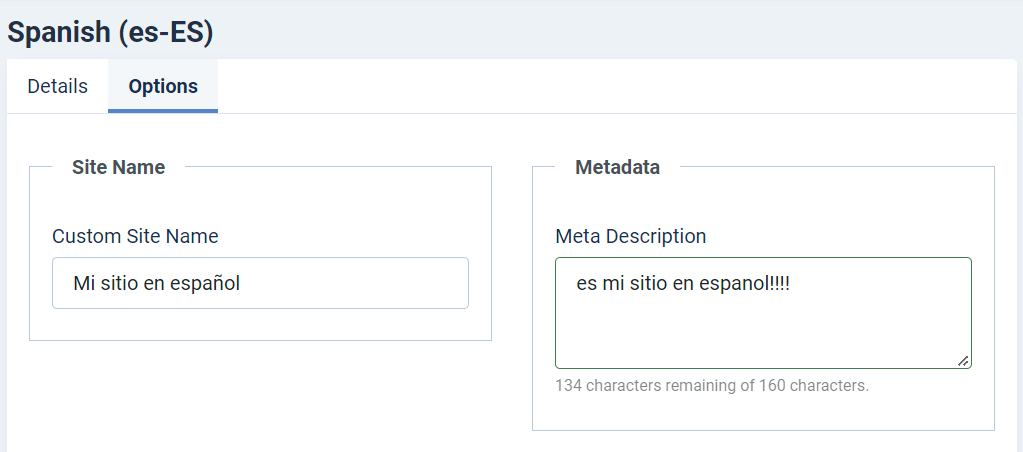 Content Language Options