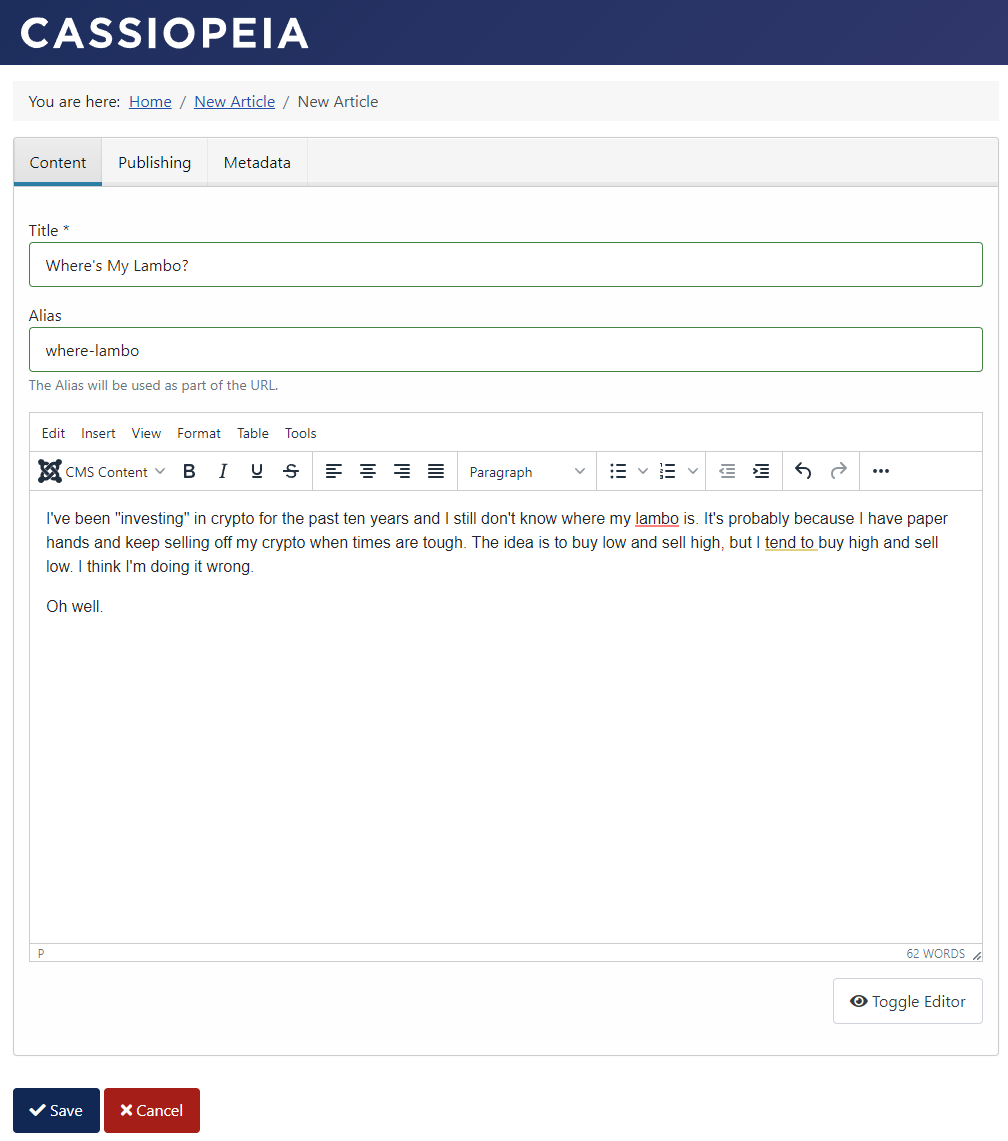 Front End Article Editor