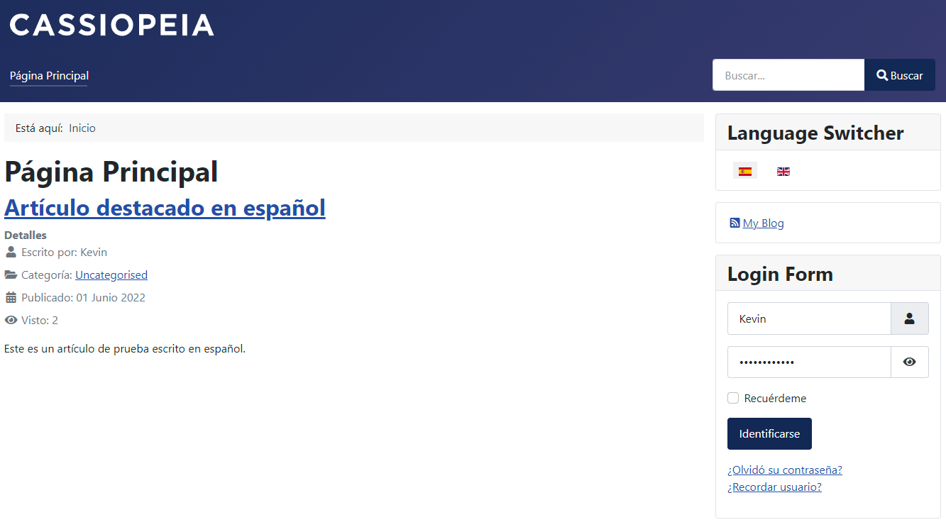 Website in Spanish
