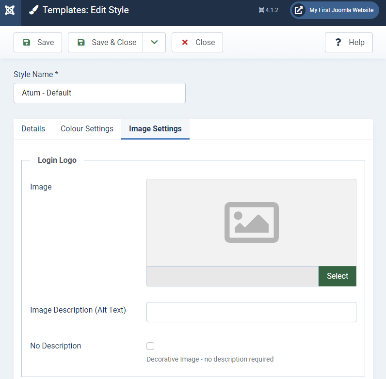 The Image Settings Tab