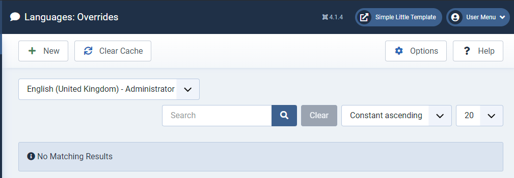 The Languages Overrides Page
