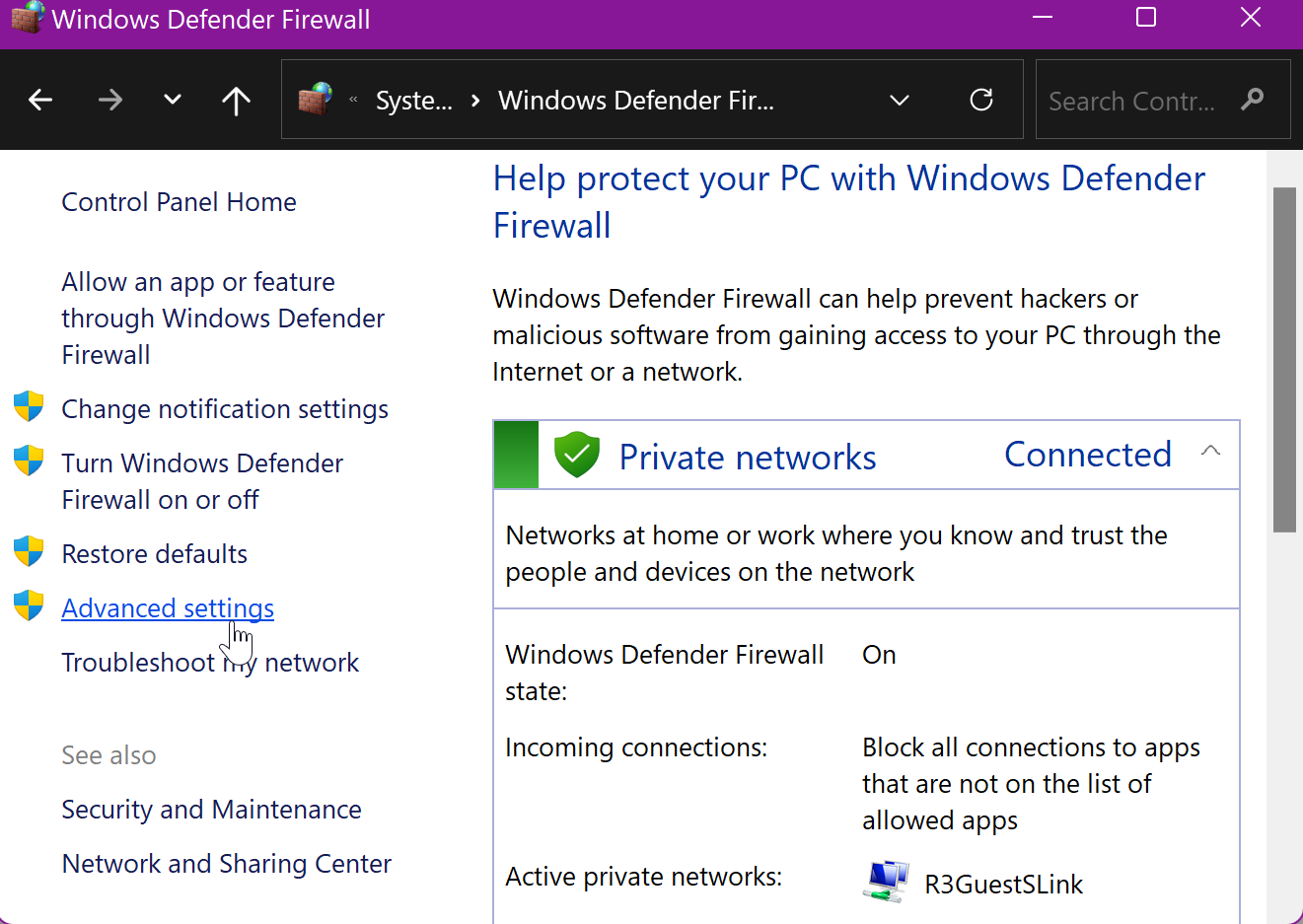 Go to Advanced Settings