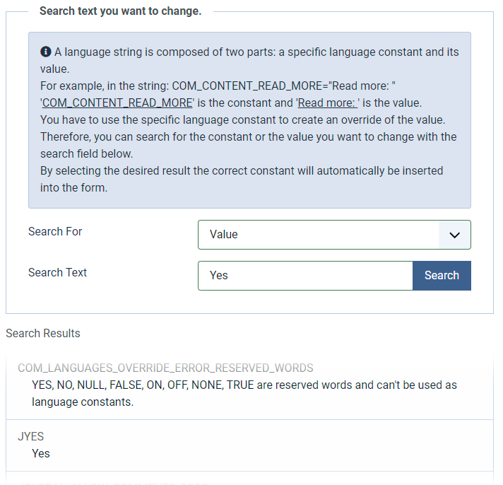 Search for the constant based on text